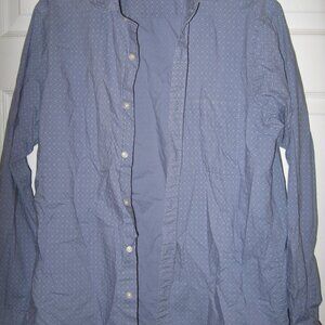 Uniqlo Button Front Casual Shirt Men's Large Blue w/ Small Geometric Pattern